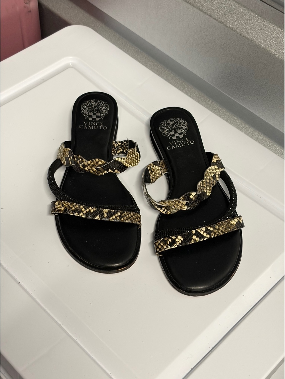 Vince Camuto Women's Snake Print Slide Sandals Size 8M